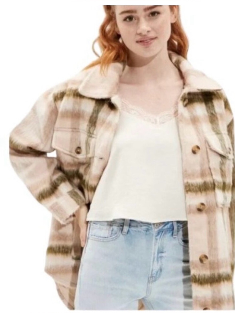 American Eagle oversized plaid shacket size medium